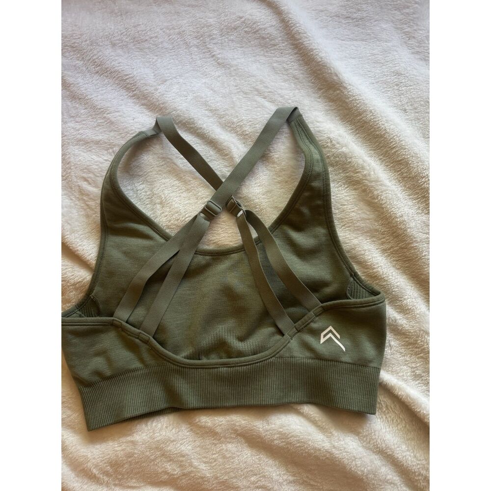 Oner Active Sage Olive Green Seamless Crossback Sports Bra Adjustable XS S